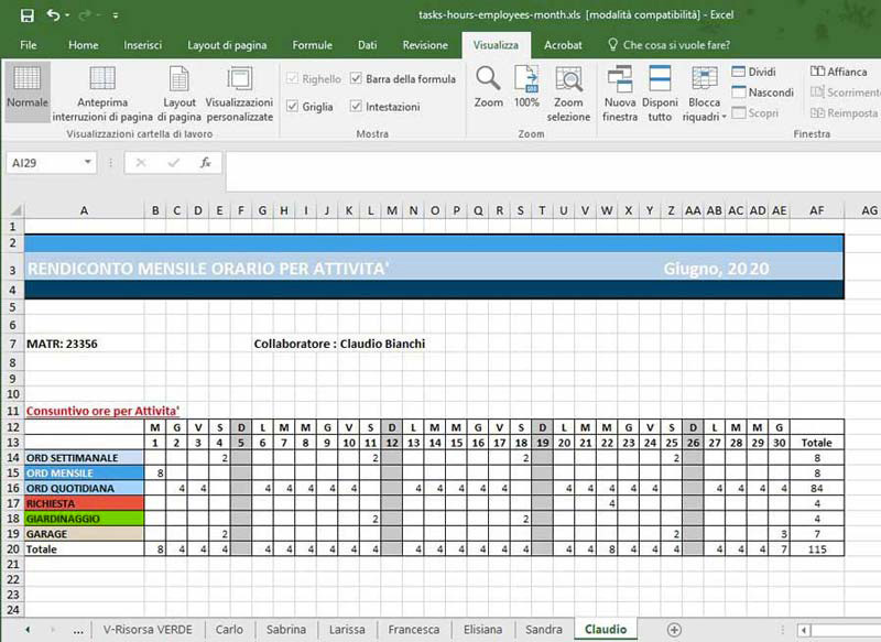 Create un template di pianifica in Excel con PlanningPME